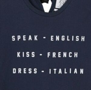 Zoe KARSSEN speak English kiss French dress Italian short sleeve tee black small
